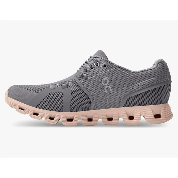 On Shoes - On Cloud 5 Women's Running Shoes Grey/Pale Pink Size 8 Lightweight Sneaker